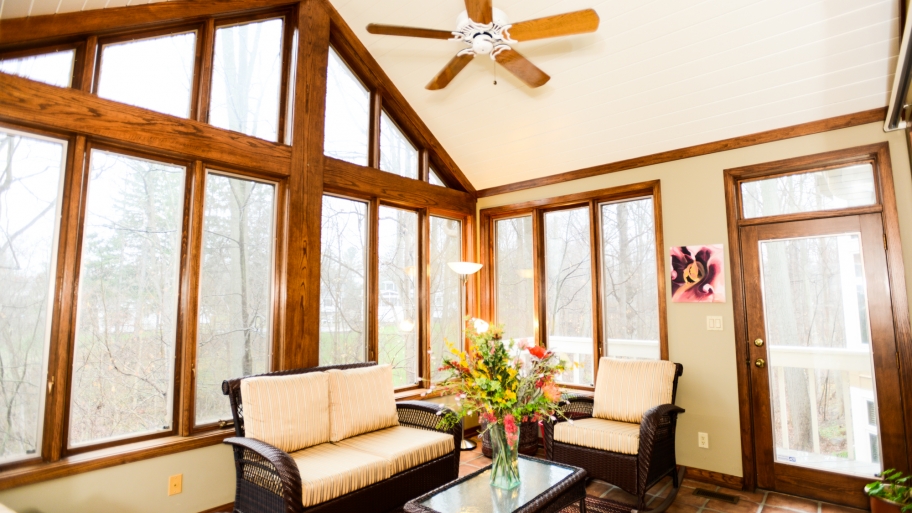 sunroom with large windows